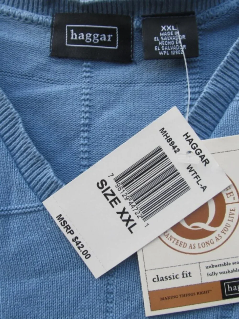 Men's, V-NECK SWEATER, VEST, Size XXL, blue , HAGGAR NEW with tags
